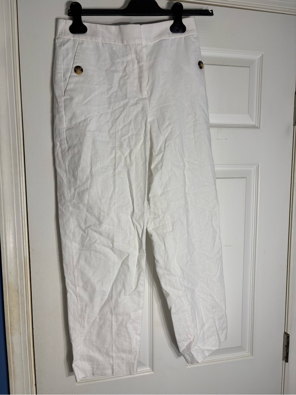 J. Crew White Linen-Blend Chinos with Tortoiseshell Buttons